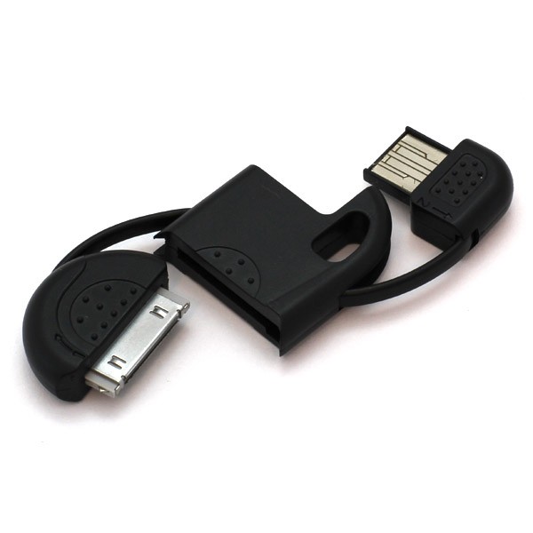 Sleutelhanger USB Data-Laadkabel Zwart vooriPhone 4S