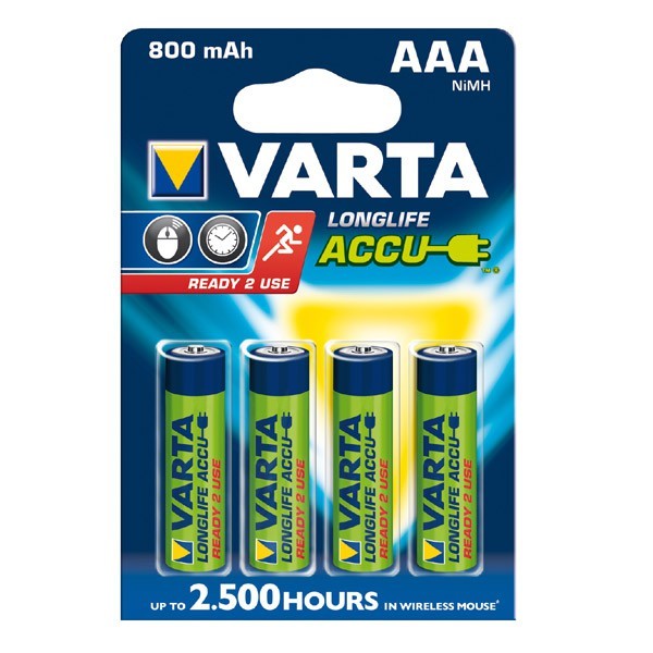 4x Varta Longlife Batterij vr. Panasonic KX-TG6412