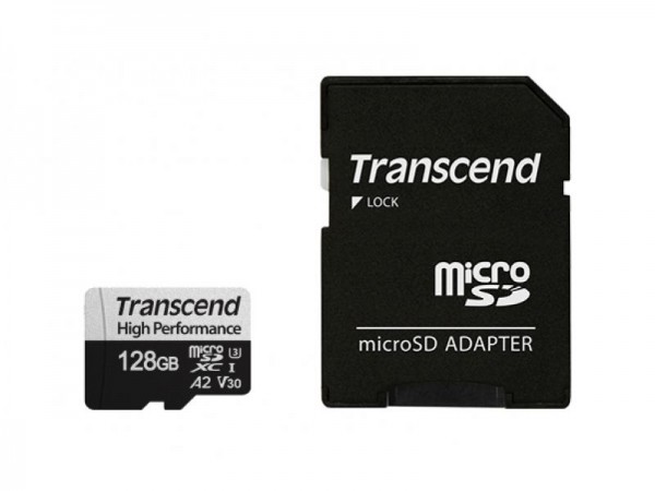 Transcend MicroSD / SDXC-kaart 128 GB met adapter f. Navigatiesysteem, dashcam, action cam